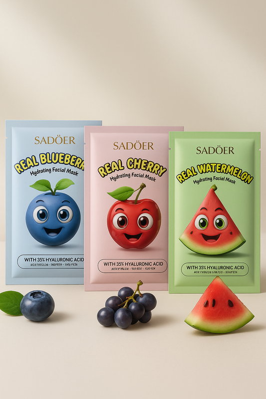 Kit 4 Máscaras Faciais SADÖER Frutas Reais Premium